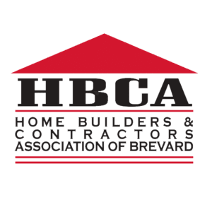 A red and black logo for home builders & contractors association.